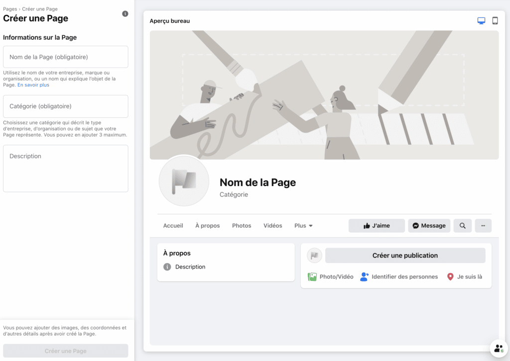 comment créer une page facebook