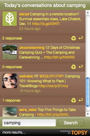 Topsy, widget social basé sur Twitter