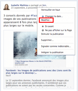 éditer une publication facebook