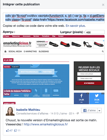 publication facebook