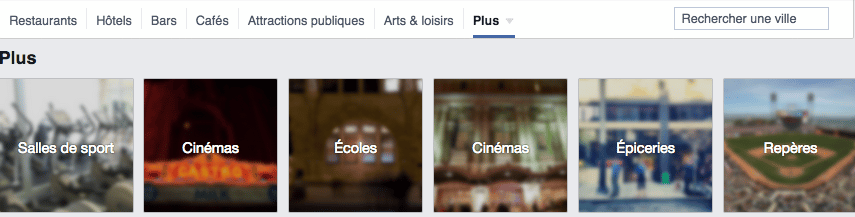 facebook places categories