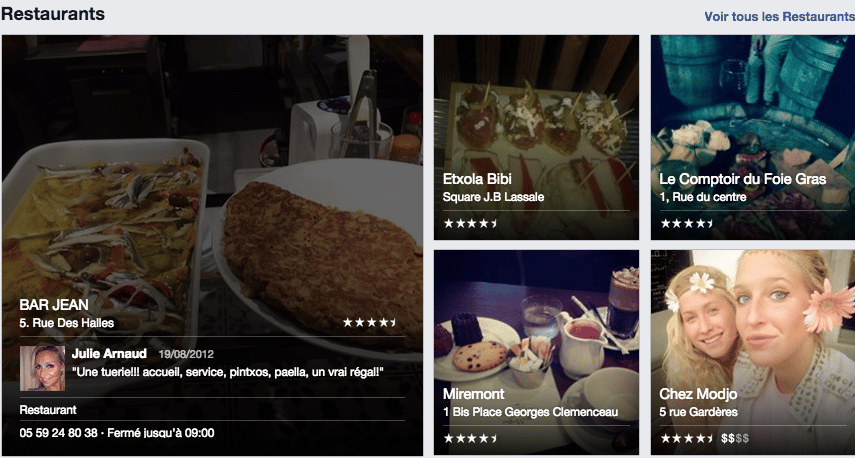 facebook places restaurants