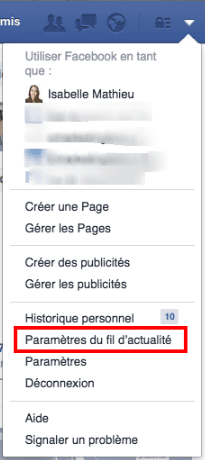 parametres fil actualite facebook