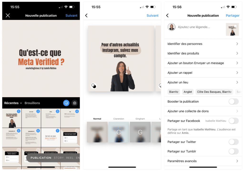 publier carrousel instagram application