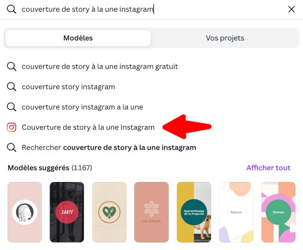 couverture story une instagram modele