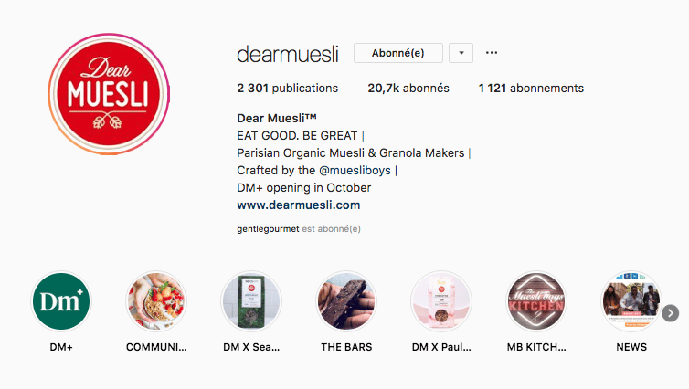 dear muesli Instagram Stories Highlights a la une