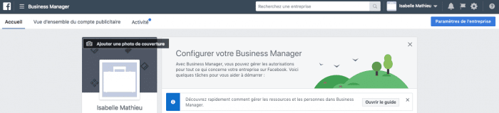 domaine business manager parametres entreprise