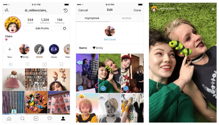 instagram stories highlights a la une