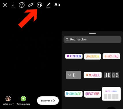 comment ajouter sticker storie instagram