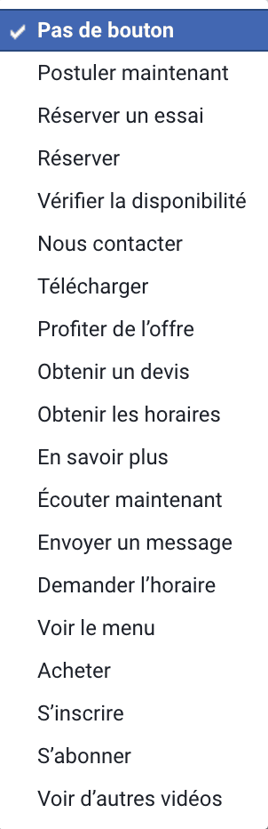 facebook bouton appel action publication