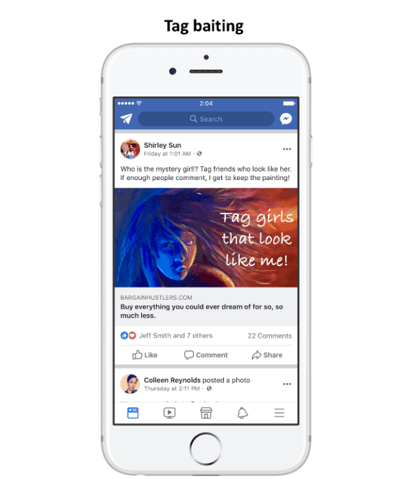 Facebook engagement bait identification