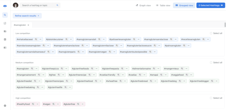 flick recherche hashtags instagram