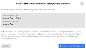 comment modifier le nom d'une page facebook