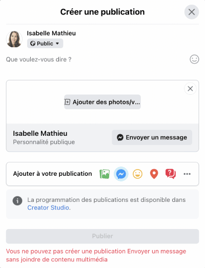 publication facebook message messenger