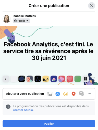 publication facebook texte