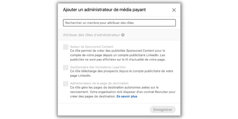 ajouter administrateur linkedin media payant