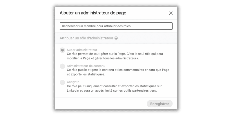 ajouter administrateur page linkedin