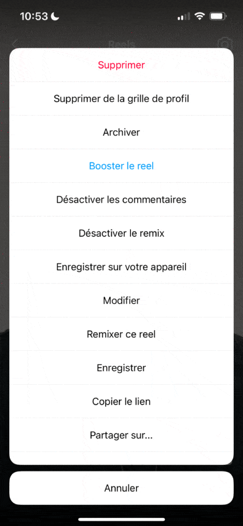 Booster le reel instagram
