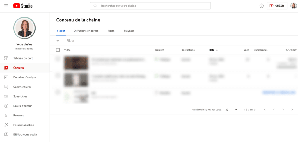 youtube studio gérer le contenu