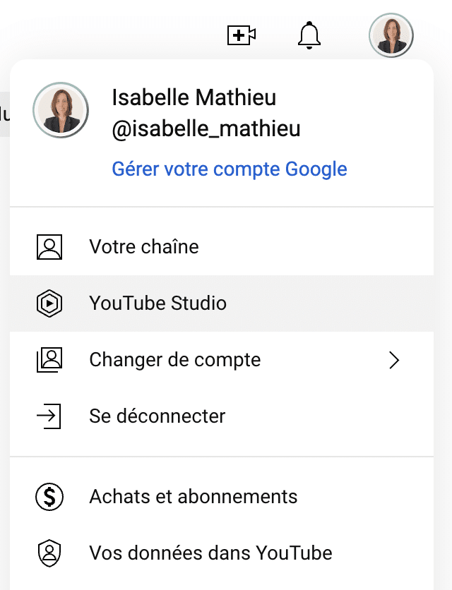 youtube studio accéder ordinateur