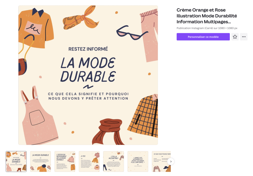 canva carrousel instagram personnaliser modele