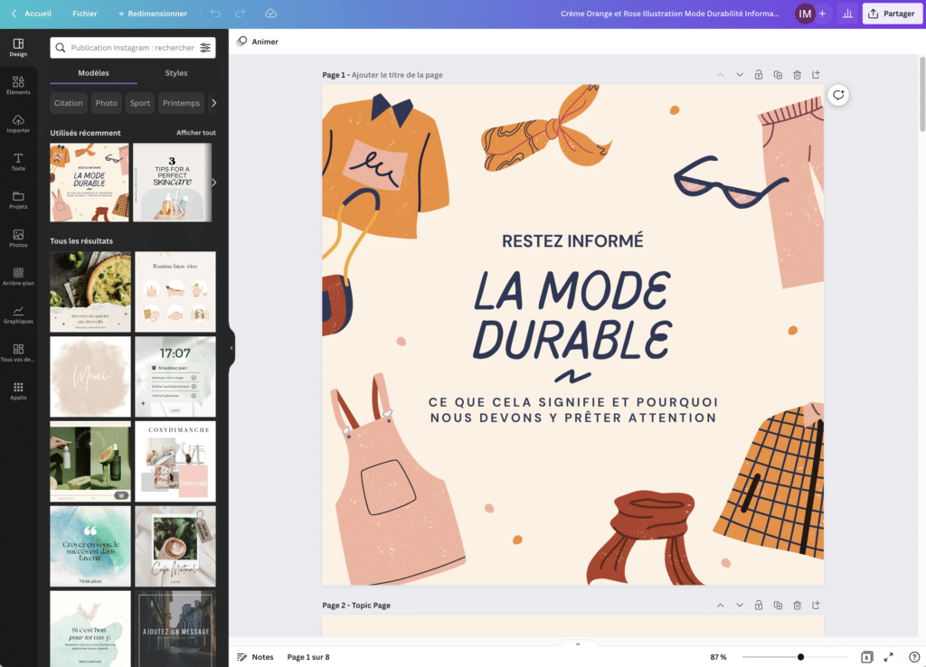 canva carrousel instagram personnaliser modeles