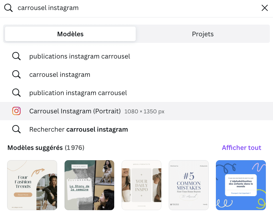 canva carrousel instagram portrait modele