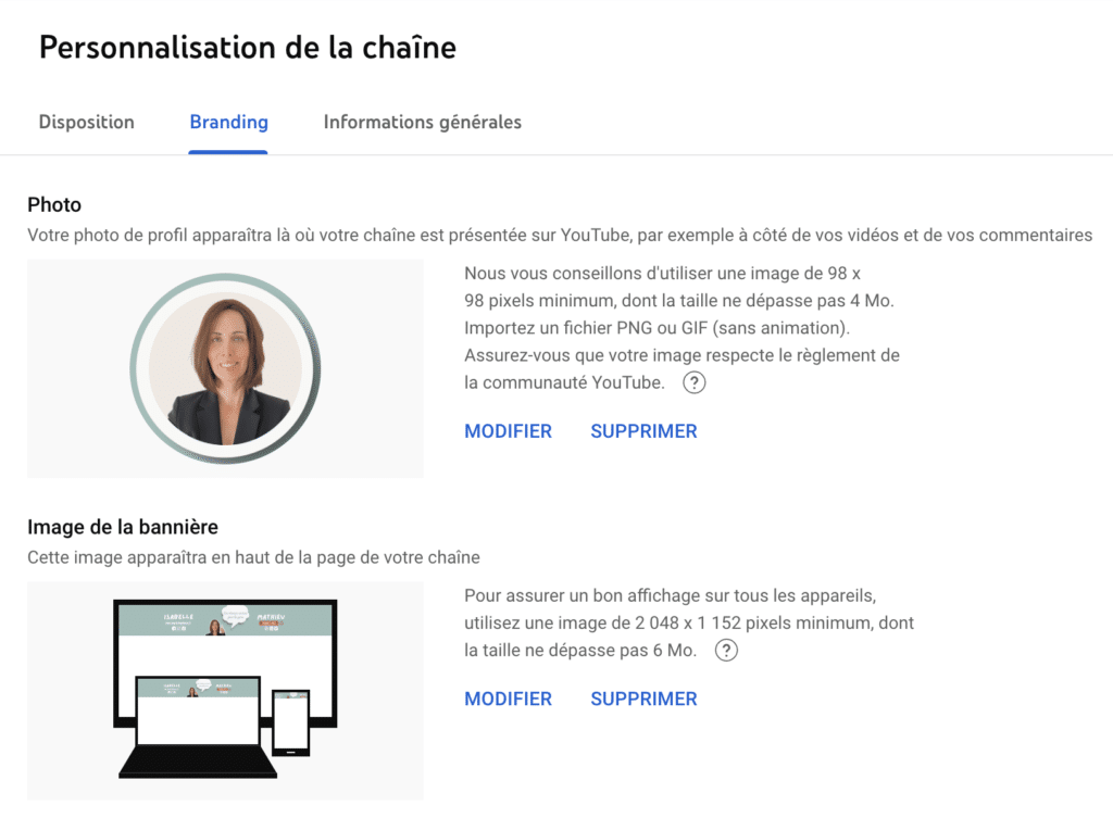 ajouter image banniere youtube