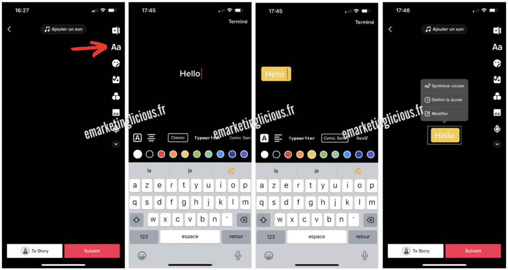 ajouter texte video tiktok
