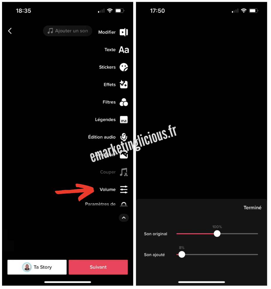 parametrer voulme video tiktok
