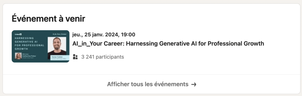 evenement linkedin à venir