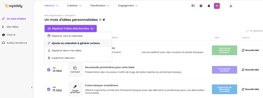 rapidely ajouter idées au calendrier