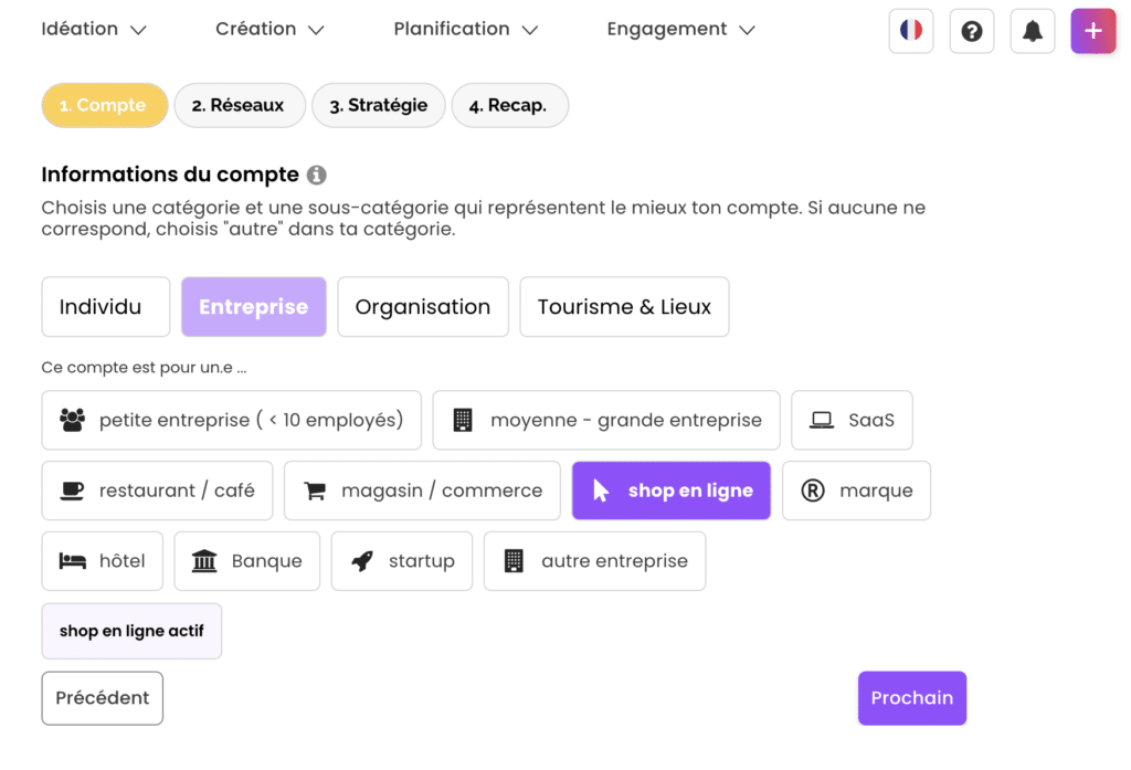 rapidely informations compte categorie