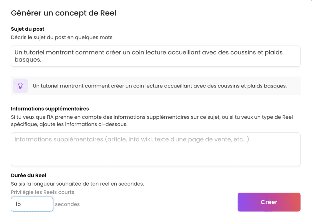 rapidely concep reel duree