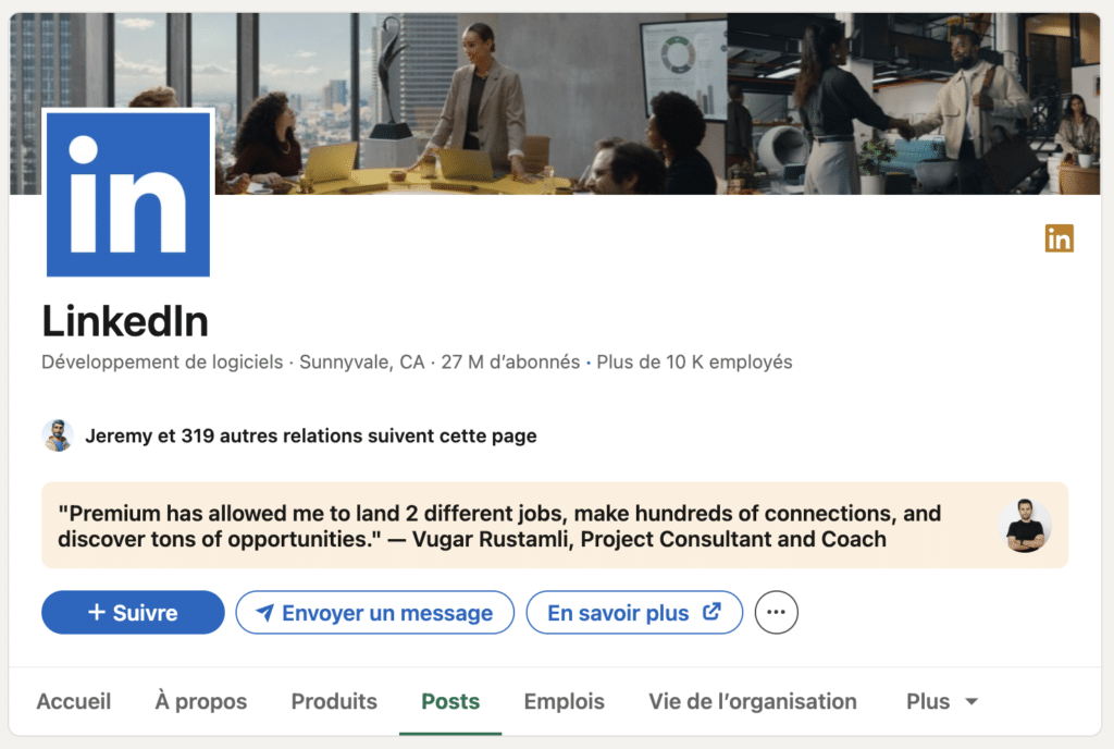 témoignage personnalisé page linkedin premium