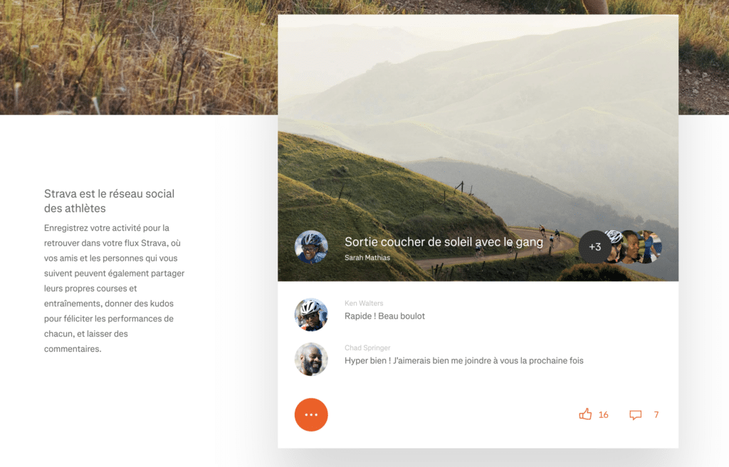 Exemple de la plateforme Strava, réseau social spécialisé pour les sportifs, illustrant la fragmentation des réseaux sociaux par des espaces dédiés à des communautés spécifiques. 